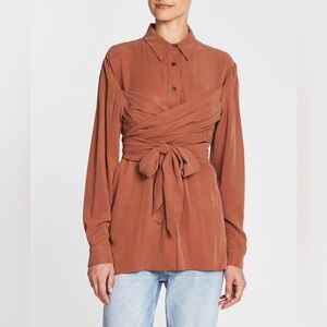 Anthropologie Terracotta Wrap-Front Button Down Shirt - Large